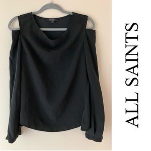 All Saints black, Lia, Cold Shoulder Top, Size 0